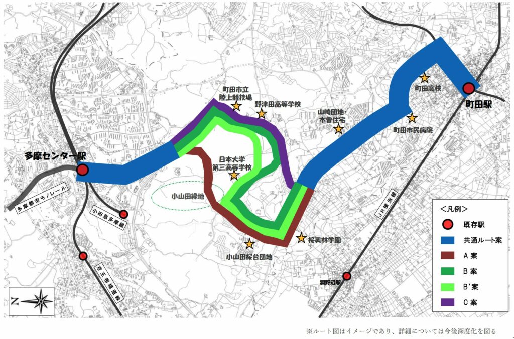 多摩都市モノレール町田方面延伸 ルート