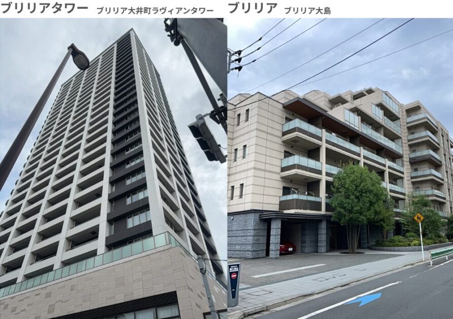 画像5：ブリリア大井町ラヴィアンタワーとブリリア大島の外観（マンションナビ）