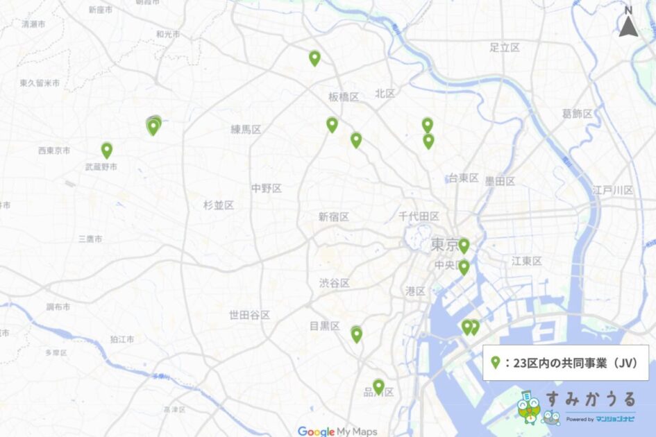 図1：23区内の東京建物共同事業マンション所在地（2026年3月 マンションナビ調べ）