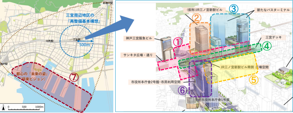 神戸市三宮周辺地区の『再整備基本構想』の地図