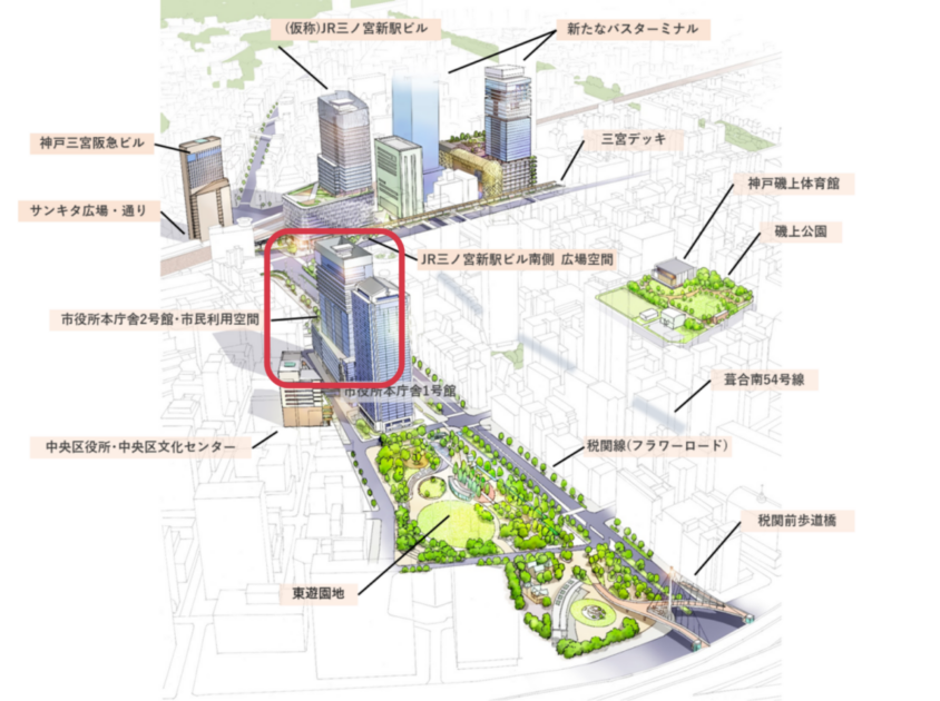 JR三ノ宮新駅ビルのマップ